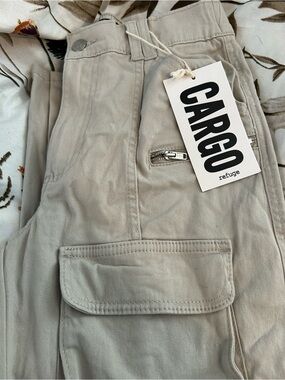 Refuge Beige Cargo Pants with Flap Pocket